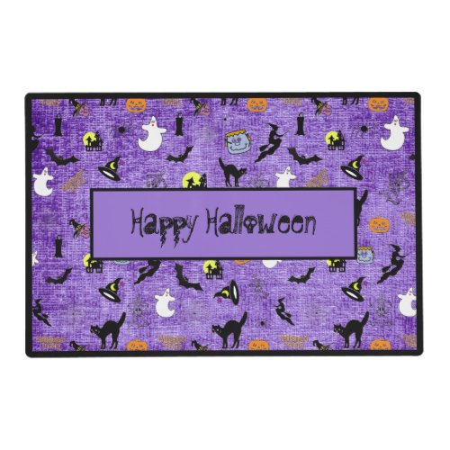 Happy Halloween Random Iconic Pattern Purple Placemat