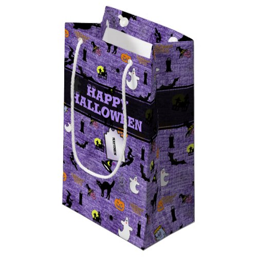 Happy Halloween  Random Iconic Pattern _ Purple Small Gift Bag