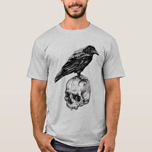 Happy Halloween | Raven Crow & Skull T-Shirt (Front)