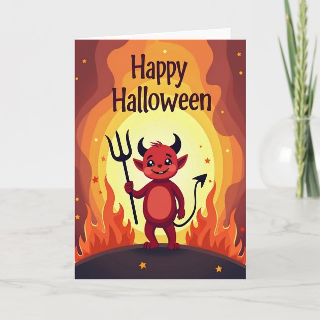 Happy Halloween Red Creature Card (Front)