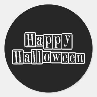 Happy Halloween Retro Blocks Classic Round Sticker