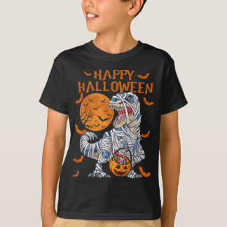 Happy Halloween Retro Dinosaur Pumpkin Mummy T-Shirt