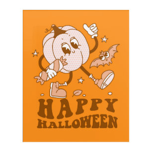 Happy Halloween  Retro Polka Dot Pumpkin Acrylic Print