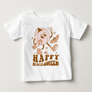 Happy Halloween  Retro Polka Dot Pumpkin Baby T-Shirt