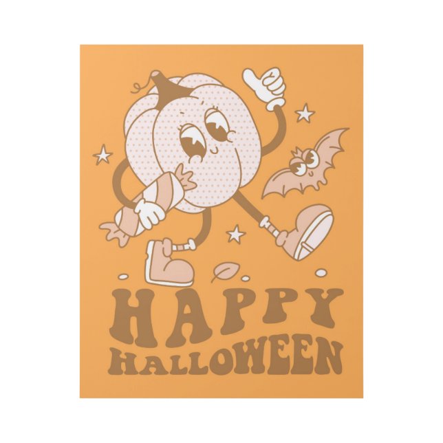Happy Halloween| Retro Polka Dot Pumpkin Gallery Wrap (Front)