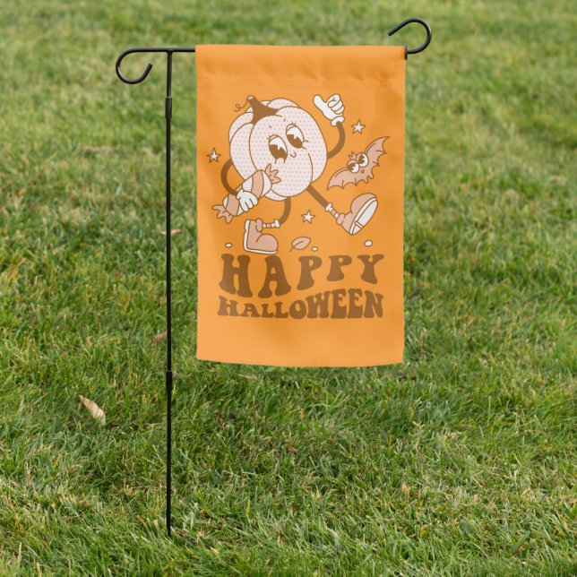 Happy Halloween| Retro Polka Dot Pumpkin Garden Flag (In SItu)