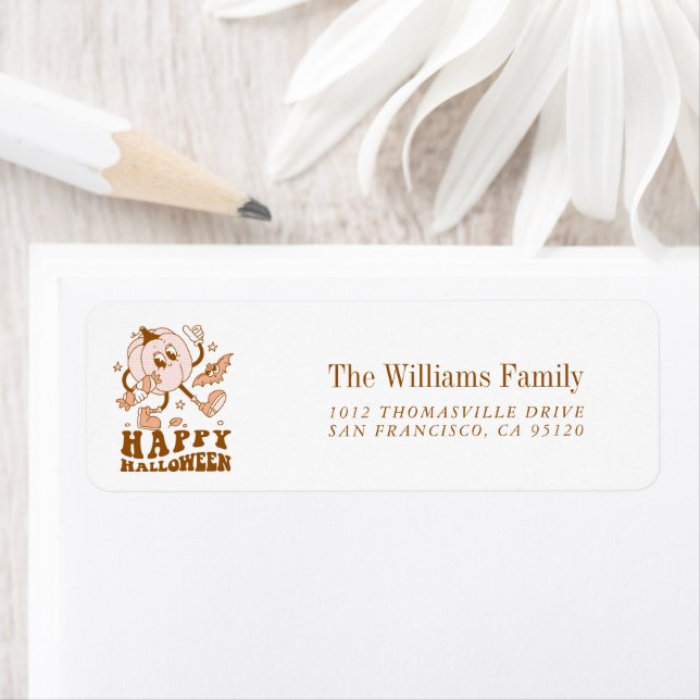 Happy Halloween| Retro Polka Dot Pumpkin Label (Insitu)