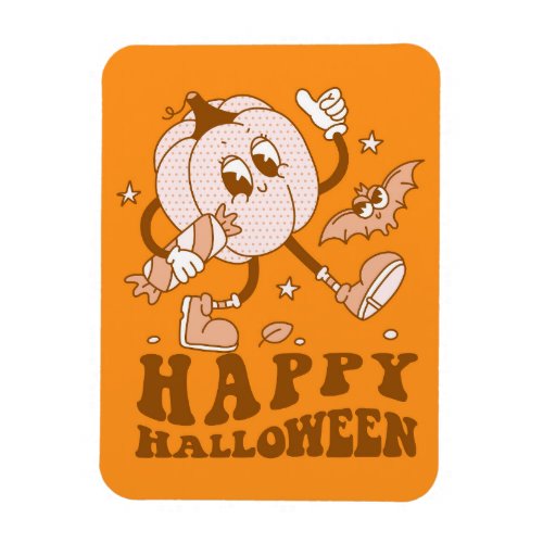 Happy Halloween Retro Polka Dot Pumpkin Magnet