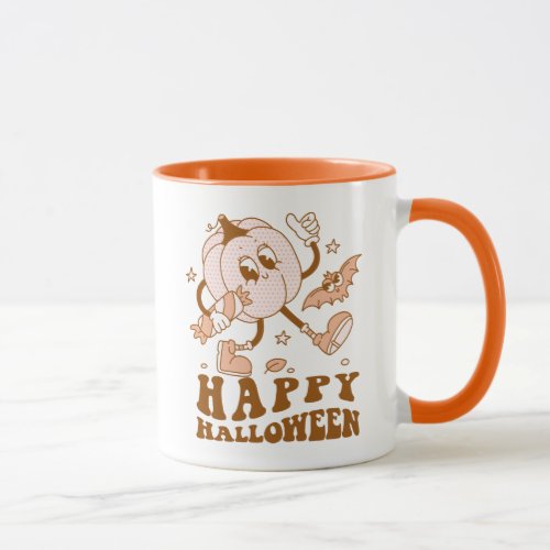 Happy Halloween Retro Polka Dot Pumpkin Mug