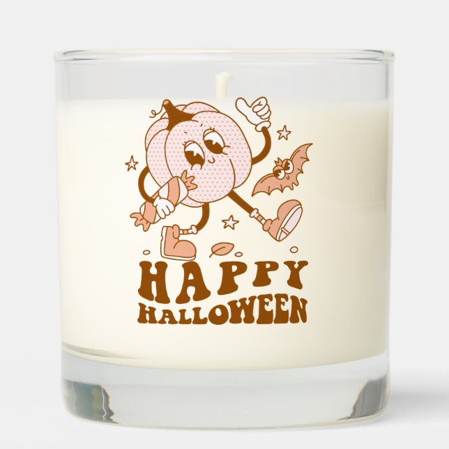 Happy Halloween| Retro Polka Dot Pumpkin Scented Candle (Front)
