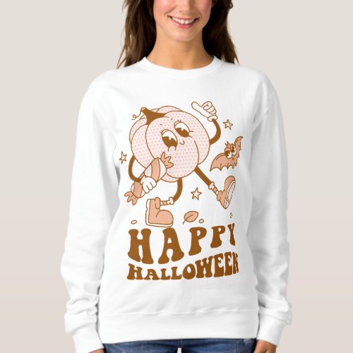 Happy Halloween Retro Polka Dot Pumpkin Sweatshirt