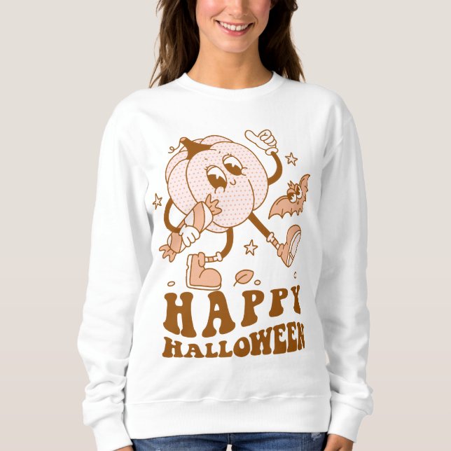Happy Halloween| Retro Polka Dot Pumpkin Sweatshirt (Front)