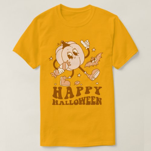 Happy Halloween Retro Polka Dot Pumpkin T_Shirt