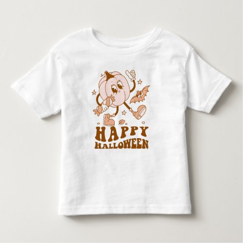 Happy Halloween Retro Polka Dot Pumpkin Toddler T_shirt