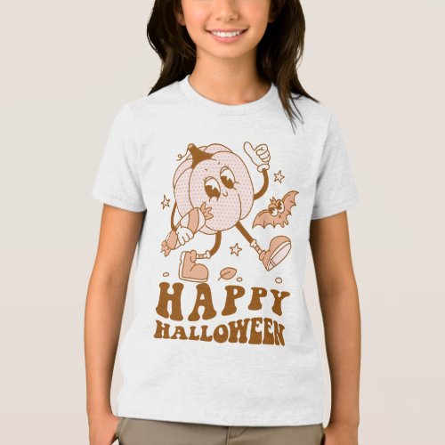 Happy Halloween Retro Polka Dot Pumpkin Tri_Blend Shirt