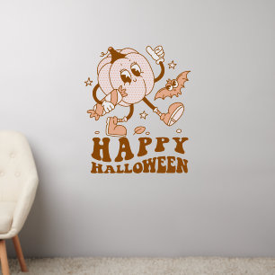 Happy Halloween Retro Polka Dot Pumpkin Wall Decal