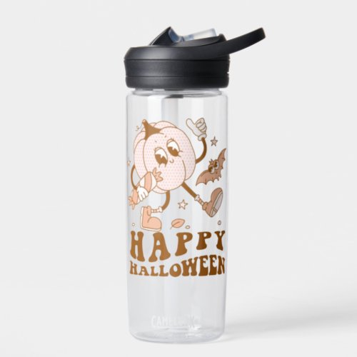 Happy Halloween Retro Polka Dot Pumpkin Water Bottle