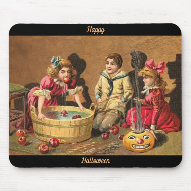Happy Halloween Retro Poster Mouse Pad (Front)