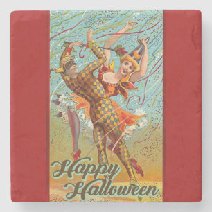 Happy Halloween Retro Poster Stone Coaster