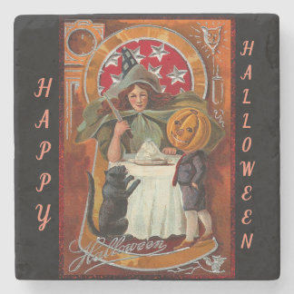 Happy Halloween Retro Poster Stone Coaster