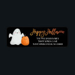 Happy Halloween Return Address Label Ghost Pumpkin<br><div class="desc">Add a polished touch to your mail with this return address label. Featuring a clean design and easy-to-read layout,  it’s perfect for everyday use,  seasonal cards,  or special occasions. Just peel and stick to save time while giving your envelopes a professional,  stylish look.</div>
