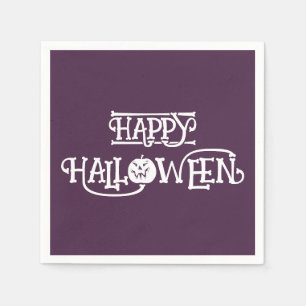 'Happy Halloween' Rich Deep Plum Party Napkins