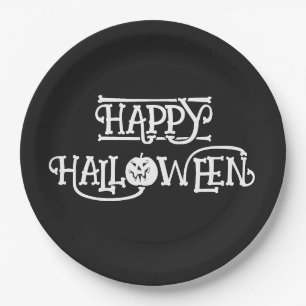 'Happy Halloween' Rich Midnight Black Party  Paper Plates