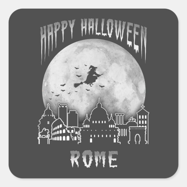 Happy Halloween Rome Italy Square Sticker (Front)
