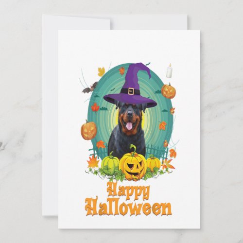 happy halloween rottweiler dog witch pumpkin ghost