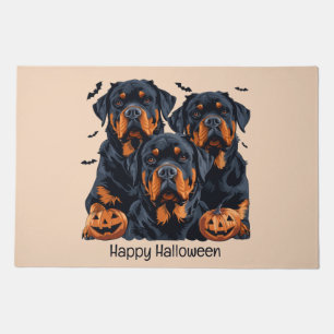 Happy Halloween Rottweiler Dogs Jack O Lantern Doormat