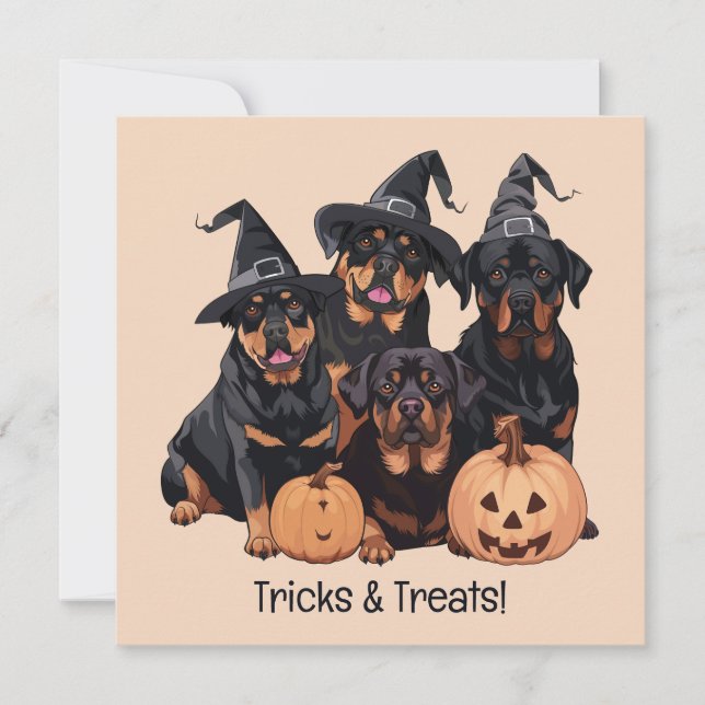 Happy Halloween Rottweiler Dogs Jack O Lantern Invitation (Front)