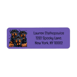 Happy Halloween Rottweiler Dogs Jack O Lantern Label