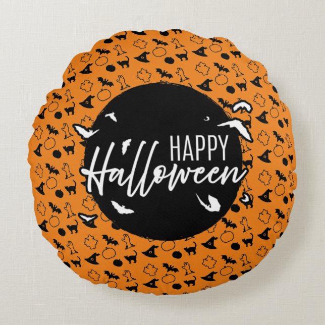 Happy Halloween Round Pillow (Front)