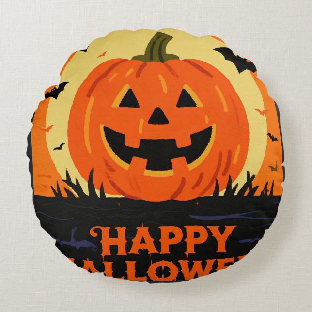 Happy Halloween Round Pillow (Front)