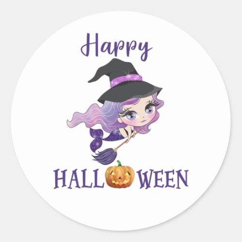 Happy Halloween round sticker Mermaid sticker
