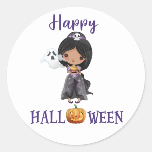 Happy Halloween round sticker Princess sticker