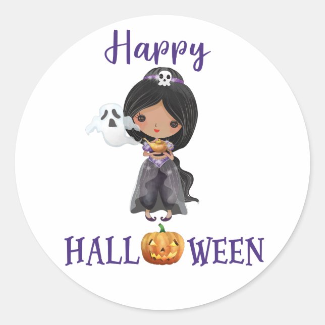 Happy Halloween round sticker Princess sticker