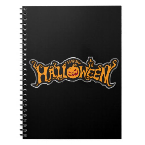 Happy Halloween Ruby Eye Pumpkin Silver Frame Notebook