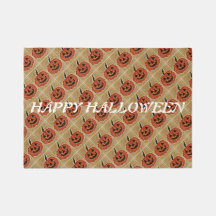 Happy Halloween Rug with Friendly Pumpkin Pattern 
