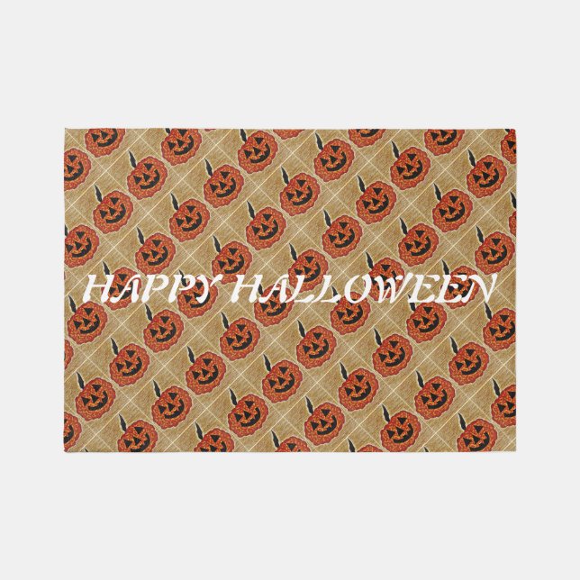 Happy Halloween Rug with Friendly Pumpkin Pattern  (Front)