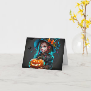 Happy Halloween Sassy Gothic Witch Illustration Card