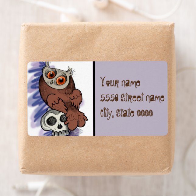 Happy Halloween! Scardy Owl Skull Label (Insitu)
