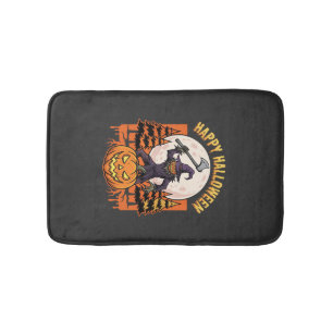 Happy Halloween Scarecrow Jack O Lantern Vector Bath Mat
