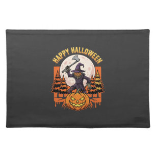 Happy Halloween Scarecrow Jack O Lantern Vector Cloth Placemat