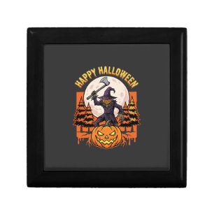Happy Halloween Scarecrow Jack O Lantern Vector Gift Box
