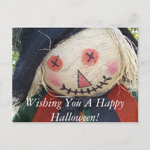 Happy Halloween Scarecrow Postcard