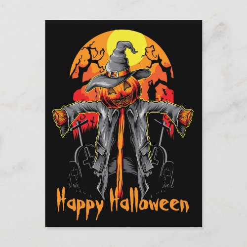 Happy Halloween Scarecrow  Postcard