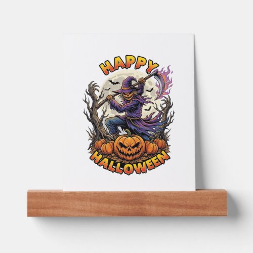 Happy Halloween Scarecrow Reaper Flaming Scythe Fu Picture Ledge