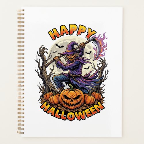 Happy Halloween Scarecrow Reaper Flaming Scythe Fu Planner