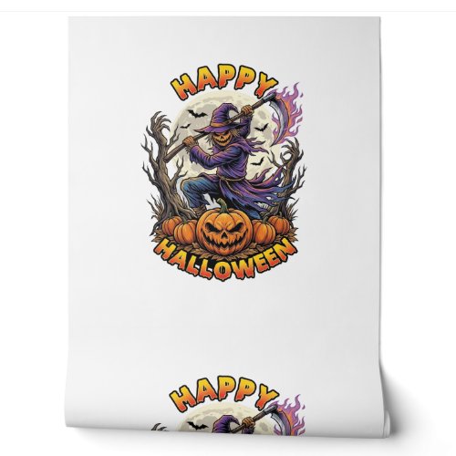 Happy Halloween Scarecrow Reaper Flaming Scythe Fu Wallpaper